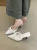 Zapatos de tacón alto Chuyuji de lunares franceses para mujer 2026 Primavera Verde Terciopelo Encaje Lazo Punta fina Tacón de aguja