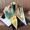 Estilo chino estilo pintura al óleo camelia moderno gasa 90 pañuelo cuadrado grande bufanda de seda para mujer bufanda de primavera y otoño con temperamento para combinar con camisa chal