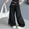 Camiseta de Desfile de Moda para Niñas, Conjunto de Actuación Estilo Verano 2026 para Niños Mayores, Camiseta con Tirante de Encaje con Cinta y Conjunto de Pantalones de Pierna Ancha