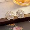 Pendientes de Camelia con Goteo de Aceite y Perlas Estilo Coreano Estilo Ins, Pendientes de Lujo Ligero de Nicho de Gama Alta, Nuevos Accesorios de Oreja de Moda Tendencia