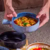 Olla Cerámica Escandinava de un Solo Mango Esmaltada de Color Tazón para Fideos Instantáneos Vajilla Olla Doméstica para Desayuno con Asa Tazón para Ensalada Tazón para Fideos Instantáneos Tazón para Hornear