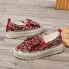 Zapatos de mujer talla grande 2025 primavera nuevo estilo slip-on suela gruesa casuales con lazo de diamantes de imitación estilo coreano zapatos de estudiante