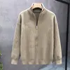 Suéter Vintage de Cuello Alto para Hombre de Primavera y Otoño, Cárdigan Cálido y Casual de Punto con Cremallera y Diseño de Canalé