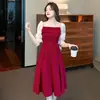Ropa Tostada Nueva Primavera Temprana Novia Mayor Compromiso Vestido Rojo Joven Pequeño Súper Inmortal Normalmente Usan Mujeres
