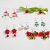 Amazon Transfronterizo Campana de Árbol de Navidad Lazo Muñeco de Nieve Pendientes de Seis Piezas Pendientes Navideños Lindos Traje para Mujer