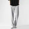 Calça Masculina de Verão Fina Tendência Versátil Solta Casual Longa Perna Larga Reta Caimento Seda Gelada Ar Condicionado Calça Masculina