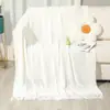 Manta de sofá de color liso, manta de punto lujosa, chal, manta pequeña con flecos estilo perezoso, engrosada para otoño e invierno, manta de interior para siestas