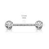 Piercing de mamilo em titânio F136 com pedra incrustada pino cilíndrico ponte de orelha haste reta para piercing G23 liga de titânio joia para piercing venda quente europeia e americana