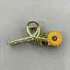 Venda Quente Transfronteiriça Presilha de Girassol Presilha de Cabelo com Diamante Dourado Estilo Floresta Metal Artístico Presilha de Cabelo Tubarão Acessórios de Cabelo Atacado