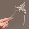 Horquilla de Mariposa con Borla de Estilo Antiguo Super Hada Temperamento Femenino Sentido de Alta Gama Horquilla de Estilo Chino Nuevo Horquilla con Movimiento de Paso Accesorios Falda Cara de Caballo