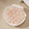 Novo pó de prata flor de lótus da neve furo reto contas redondas DIY acessórios para corrente de celular chaveiro componentes para miçangas