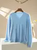 Suéter de Punto sin Costuras con Cuello en V Cepillado para Mujer, Suave y Cálido, Corte Ajustado, Adelgazante, Jersey Básico para Otoño e Invierno