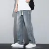 Calça Jeans Casual Masculina Marca Tendência Calça Rasgada Moda Versátil Primavera e Outono Emagrecimento Confortável Reta Solta Perna Larga