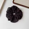 Scrunchie Suave de Lunares Retro con una Vibración Perezosa Avanzada, Elástico Elegante para el Cabello para Mujeres, Sujetador de Cola de Caballo, Cuerda de Malla para el Cabello, Banda Elástica