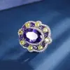 Colar Cruzado Wish2023 Novo Moda Europeia e Americana Pingente Oval Roxo Esmeralda Feminino Temperamento