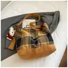 2026 Nuevo Estilo Coreano Otoño e Invierno Cuadros Moda Retro Bolso de Hombro Cruzado Bolso Tote de Gran Capacidad para Viajes Diarios para Mujer