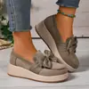 Mocassins de Solado Grosso, Novos Sapatos Femininos de Alta Qualidade para Primavera e Outono, Sapatos que Aumentam a Altura, Mocassins Slip-On de Bico Fino com Laço Estilo Britânico para Mulheres