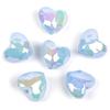 Cuentas facetadas de amor con galvanoplastia UV acrílica, hechas a mano, para cadena de teléfono móvil, color crema melocotón, joyería con cuentas en forma de corazón