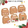 Dd071 Amazon Transfronterizo Copo de Nieve Navideño Reno Navideño Raya Cuadros Rojos y Blancos Bolsa de Regalo de Cartón Blanco