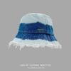 Sombrero de Pescador Cowboy de Borde Crudo a Juego de Color para Mujer con Etiqueta Cosida de Letras Lavado Otoño Muestra la Cara Sombrero Pequeño Otoño e Invierno Sombrero de Cubeta Casual