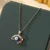Comercio Exterior Transfronterizo Venta Caliente Collar Turco Ojo Azul Acero de Titanio Femenino Ojo del Diablo Cadena para Clavícula Personalizada Versátil Joyería