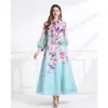 NATALIYA 2026 Estilo Vacaciones de Principios de Primavera Estilo Fluido Corbata de Lazo Con Cordones Seda Lino Estampado Vestido Maxi