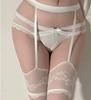 Medias de una pieza con tirantes sexys colgantes en forma de C, de seda roja y negra pura, sexys para mujer, por encima de la rodilla, de una pieza.