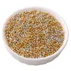 Cuentas de Vidrio de Colores de Alta Calidad de 1.5-4 mm para Semilleros, Accesorios de Manualidades Hechas a Mano, Cuentas Espaciadoras para Pulseras y Collares, Cuentas Pequeñas Doradas, Cuentas Redondas