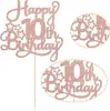 1 Pieza Decoración para Pastel Feliz 10º Cumpleaños con Estrellas Brillantes en Forma de Corazón y Otras Impresiones Planas, Ver Dibujo