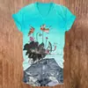 Blusas de manga corta para mujer transfronterizas, camisetas de cuello en V para mujer con diseño estilo chino y estampados florales, impresión 3D, disponibles para venta al por mayor a partir de una pieza
