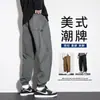 Pantalones de trabajo para hombre, adecuados para primavera y otoño, con estilo callejero americano, diseño retro, marca de moda, pernera cónica, casual, deportivo y funcional, y también se pueden usar como pantalones para exteriores