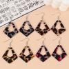 Pendientes retro franceses con estampado de leopardo, de acrílico, con diamantes huecos, geométricos, europeos y americanos, distintivos, joyería para las orejas para mujer.