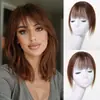 Peruca de cabelo humano castanho transfronteiriça tecida à mão aplique de cabelo topo da cabeça aplique de cabelo sem costura franja de ar realista sem costura estoque de fábrica