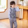 Novo Terno Estilo Chinês para Meninos, Conjunto de Colete com Estampa Chinesa Tradicional, Vestido de Primeiro Aniversário Infantil, Roupa de Performance para Padrinho de Casamento
