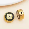 Cuentas espaciadoras de esmalte de ojo de la suerte de doble cara de acero inoxidable con cuentas estilo europeo y americano para accesorios de joyería hechos a mano DIY