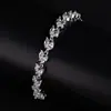 Pulsera de Nuevo Estilo Europeo y Americano con un Toque de Lujo para Mujer, con Cobre Incrustado con Diamantes, Diseño de Espiga de Trigo Super Brillante, Joyería de Moda para el Día a Día para Amigas