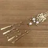 Estilo Chino Nuevo Estilo Chino Borla Dorada de Perlas Pasador Accesorios para el Cabello Femenino Pasador en Forma de U Tocado