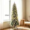 Árbol de Navidad artificial verde de PVC con luces, estilo delgado tipo pluma, decoración navideña al por mayor