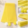 Cachecol Macio e Fofo Estilo Coreano com Pom-pom em Cor de Macaron para Mulheres, Outono/Inverno Espessado Proteção contra Frio Aquecimento, Cachecol de Tricô Fresco para Estudantes