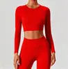 Traje de Ropa de Yoga Tejido de Punto sin Costuras Europeo y Americano Transfronterizo de Hilo Acanalado de Manga Larga y Chaleco Pantalones Ropa Deportiva para Fitness Yoga para Mujer
