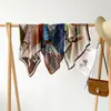Lenço Quadrado Estampado Vintage para Mulheres, Lenço de Seda Estampado Dupla Face de Alta Qualidade, Lenço de Pescoço Artístico de Nicho, Lenço Decorativo Elegante