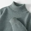 Suéter 100% Lana Otoño e Invierno para Hombre, Cuello Alto, Engrosado, Jersey de Punto Casual Holgado para Jóvenes, Talla Grande