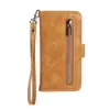 Bolsa Vintage con Cremallera de Patrón de Aceite y Cera para Funda de Teléfono Móvil iPhone 11 Pro Correa Soporte abatible Funda de Cuero Apple 11