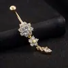 Shby0159 Nuevo Anillo de Flor Dorada Fina con Circonita Clavo de Ombligo Anillo de Ombligo Botón de Ombligo Piercing Corporal Europeo y Americano con Diamante