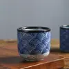 Taza de Agua de Cerámica Corrugada Qinghai Transfronteriza Taza de Té Japonesa Retro Simple Taza Práctica para Restaurante de Sushi Venta al por Mayor