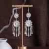 Pendientes Miao Étnicos de Borla Larga Estilo Nuevo, Pendientes Exagerados de Declaración de Moda Estilo Étnico de Plata Miao de Lujo Ligero