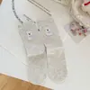 Calcetines de Oso Bordados Estilo Ballet para Mujer de Media Pantorrilla Primavera y Otoño Estilo Japonés Dibujos Animados Chica Linda Calcetines de Encaje Hongo Dulce