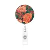 Crachá de identificação do fabricante com tema floral e clipe retrátil, revestimento plástico de fácil fixação, adequado para crachás temáticos florais e de animais para uso transfronteiriço