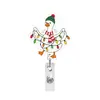 Carretel de crachá de identificação em acrílico, grande e retrátil, design novo, com puxador e fivela temática de Natal, ganso branco