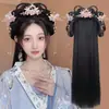 Peluca Hanfu con Diadema Integrada, Peinado Recogido Estilo Antiguo, Base de Peluca Tradicional para Peinado Hanfu de la Dinastía Ming